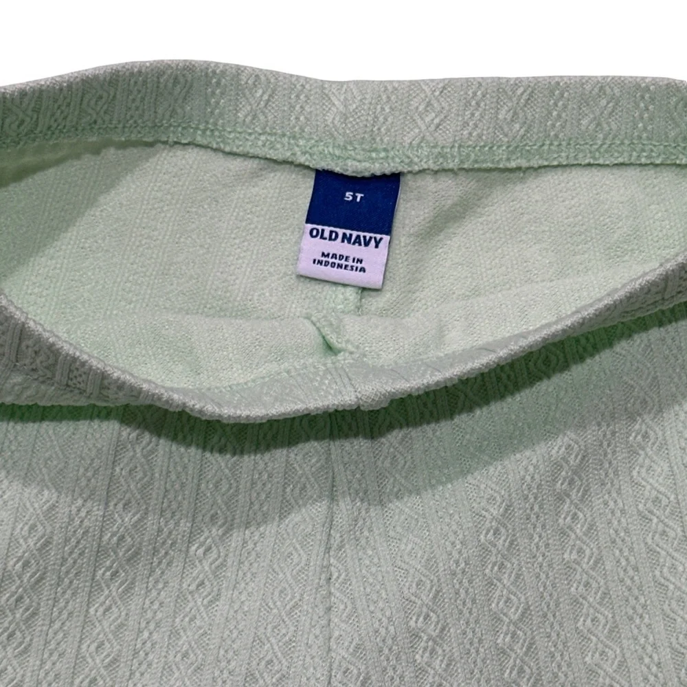 Old Navy Mint Green Textured Knit Leggings Girls 5T Soft Stretch Pants